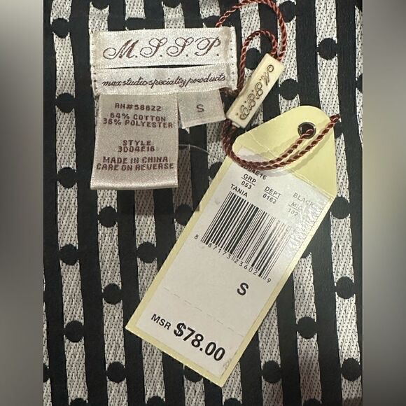 MSSP Max Studio Specialty Product Black Polka Dot Strip Skirt - Picture 3 of 10